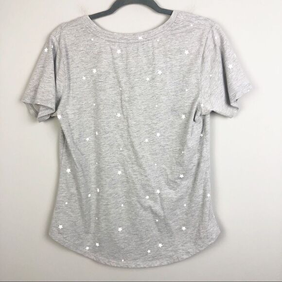 Z SUPPLY | Star Print Gray Short Sleeve V-neck Tee White Women’s Size Medium - Picture 10 of 11